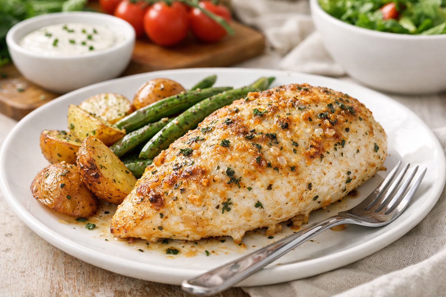 Easy 4-Ingredient Ranch Chicken Dinner Oven Baked Recipe