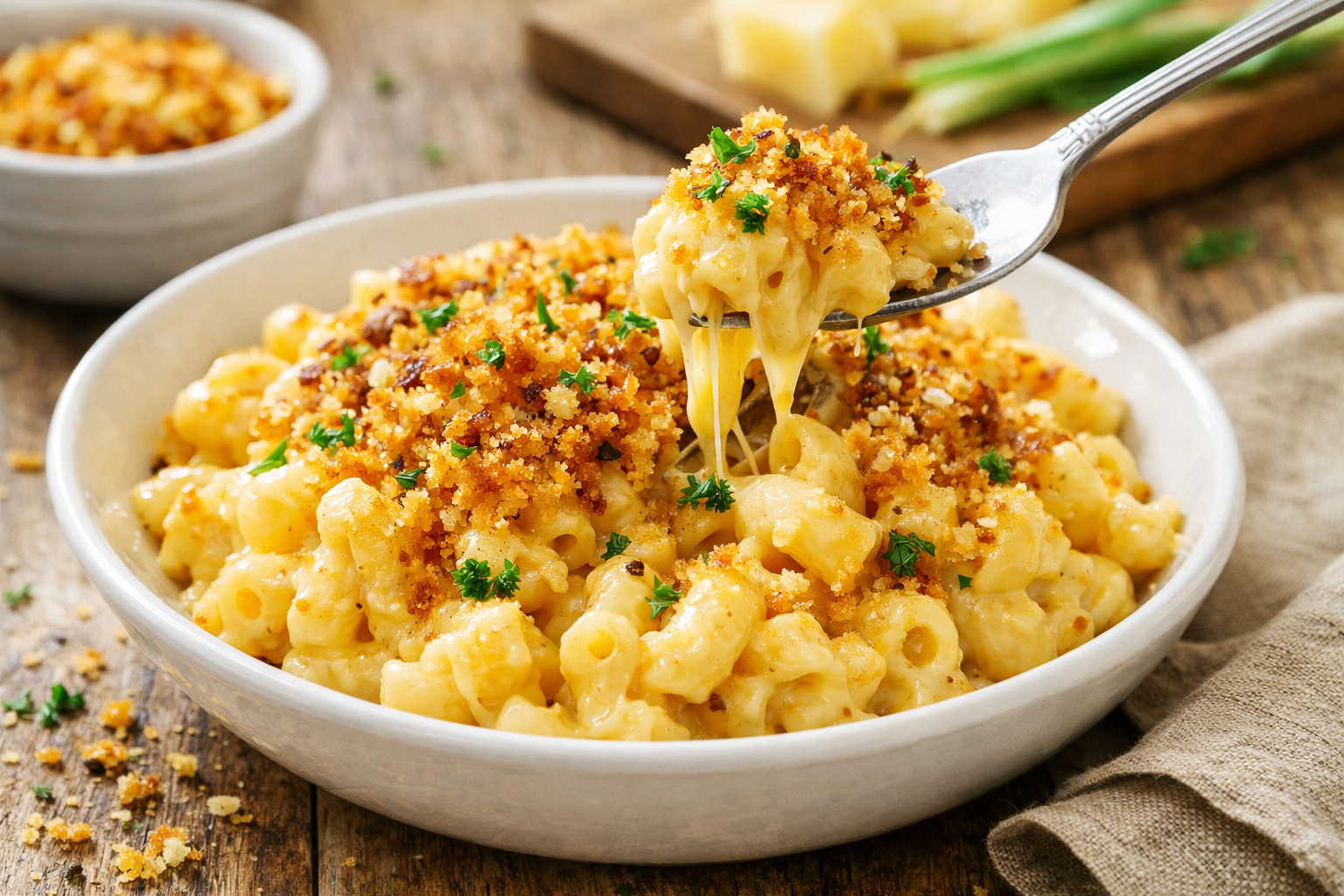 A bubbling baked mac and cheese with a crisp golden topping served in a casserole dish, ideal for Flavored Mac And Cheese, Best Macaroni Casserole, Special Mac And Cheese, Recipes Pasta Easy, Great Pasta Dishes, Mac And Cheese Recipe For 50 People, The Mac And Cheese, Food Recipes Appetizers, and Best Mac And Cheese Ever